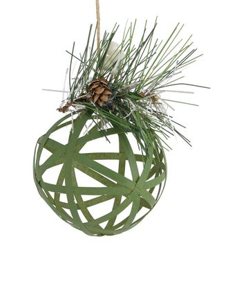 Northern Lights Discontinued Northlight 5In Green Rattan Style Christmas Ball Ornament With Pine Cone