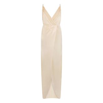 Elisabetta Franchi Maxi Dresses, female, Beige, Size: M Long Dress with V-neck
