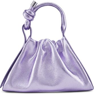 Behno Mini Tina Ruched Metallic Leather Baguette Top Handle Bag in Thistle at Nordstrom