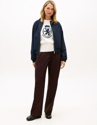 Tommy Hilfiger Womens Flannel Relaxed Straight-Leg Pant - Deep Burgundy - 10