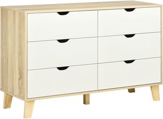 HOMCOM Chest of Drawers 6 Drawer Dresser Storage Cabinet White and Brown