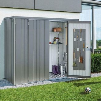 BIOHORT Armario Metalico Biohort Alto Jardin Color Gris Cuarzo Metalizado 190