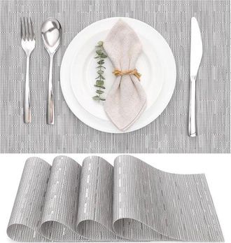 OEM Juego De 4 Manteles Individuales Tejidos, Lavables Y Resistentes Al Aceite, Resistentes Al Calor Y Antideslizantes, 30 X 45 Cm, Color Gris