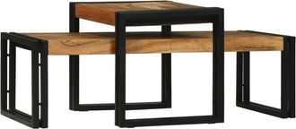 vidaXL Mesa De Caf&eacute; 2 Pcs Marr&oacute;n Madera Maciza De Acacia Vidaxl