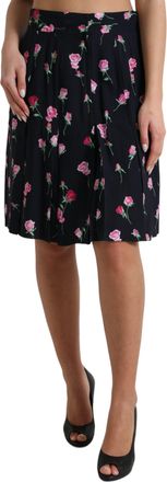 Dolce & Gabbana Rozenprint Geplooide Rok Model Ski1947