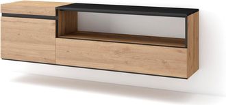 Skraut Home Skraut Home - Mueble Tv, Televisi&oacute;n, Muebles De Sal&oacute;n, Almacenaje, 150x45x35cm, Para Tv Hasta 65, Colgado, Suspendido, Estilo Moderno, Roble Y Negro