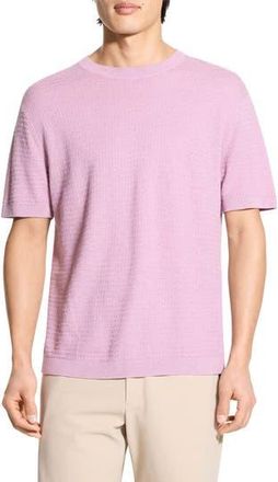 Theory Kolben Short Sleeve Linen & Cotton Blend Crewneck Sweater in Pale Mauve - Tv6 at Nordstrom Rack, Size X-Large