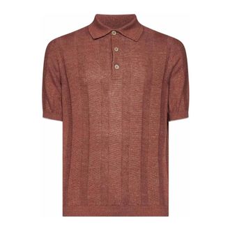 Brunello Cucinelli Linen and Cotton Wide Rib Knit Polo - male - Brunello Cucinelli - Polo Shirts - Brown - XL - Tops