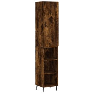 vidaXL Vidaxl - Aparador De Madera Contrachapada Roble Ahumado 34,5x34x180 Cm