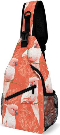 Generic Major Mitchells Cockatoo Bird Mens Print Crossbody Large Sling Backpack Casual Chest Bag Gift for Traveling Hiking Workout
