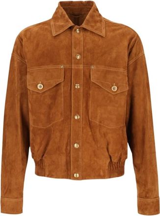 Versace Jassen, Heren, Bruin, L, Katoen, Suede Blouson