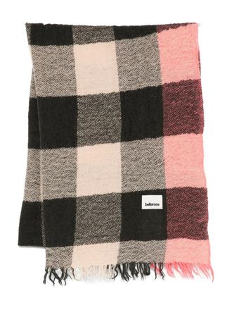 Bellerose Sidar geruite sjaal met franje - Beige