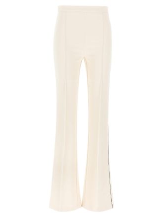 パンツ ELISABETTA FRANCHI LIGHT CREPE TROUSERS WITH TUXEDO DETAIL Elisabetta Franchi Crepe Tuxedo Trousers With Satin Bands In