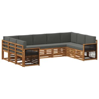vidaXL Set Di Divani Da Esterno 9 Pz 9-posti Naturale E Antracite Vidaxl