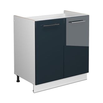 Vicco Armario Bajo Para Fregadero Fame-line, Azul Oscuro Alto Brillo, 80 Cm Sin Encimera Vicco