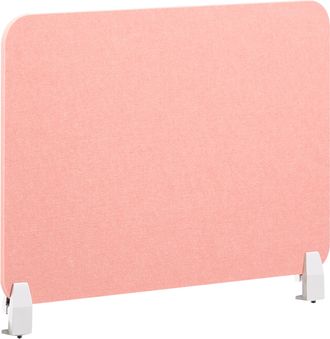 Beliani Panel Separador Ac&uacute;stico Escritorio Pet Tapizado En Tela 80 X 72 Cm Rosa Claro Split