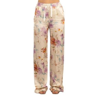 Herno Broek met bloemenprint - Dames - Wijde Broeken - Veelkleurig - M - Katoen - Broeken