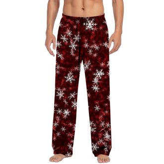 Generic Christmas Loungepants for Men,lounge Pants with Pockets,lounge Pants Mens,night Wear Clothes Men,soft Fleece Sleep Lounge Wear Pyjama Bottoms Wine