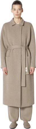 Sminfinity Doubleface Maxi-jas met ceintuur - Dames - Mantels - Beige - Maat: Xs/S Katoen