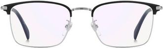 David Beckham 54mm Rectangular Optical Glasses in Matte Black Ruthenium/Blue Sp at Nordstrom