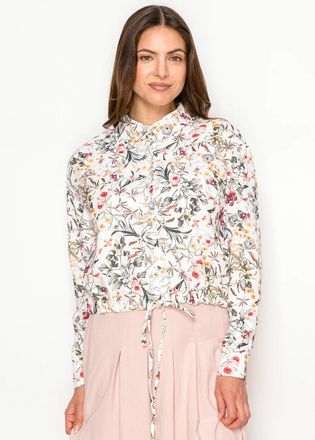 YAL New York White Floral Shirt with Drawstring Waist