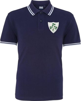 Generic Rugby Adults Polo Shirt Personalised Embroidered Ireland Eire Classic Vintage Style in Navy Blue with Short Sleeves Best Gift for Unisex Adults (X-Lar