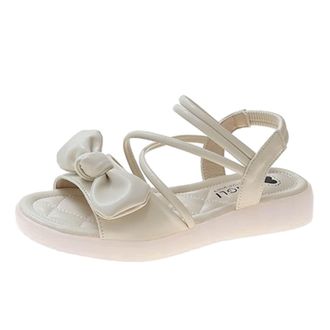 Generic Cocila Summer Sandals Women New Pattern Fashion Bow Decoration Thick Bottom Flat Light Comfortable Shoes Beige, 6 Smart For Brown Orthopedic Arch Supp