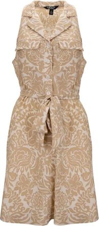 Ralph Lauren Abito Bottone - Dames - Shirt Kleedjes - Beige - S - Polyester - Kleedjes