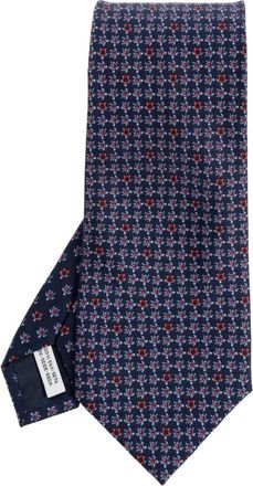 Ferragamo Gancini-geprinte Zijden Stropdas - Heren - Stropdassen - Blauw - ONE Size - Accessoires