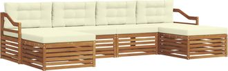 vidaXL Conjunto De Sof&aacute;s De Exterior 6 Uds. Natural Y Crema Vidaxl