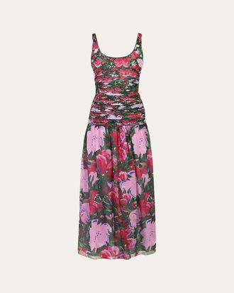 Diane Von F&uuml;rstenberg Lorna Ruched Floral-Print Midi Dress
