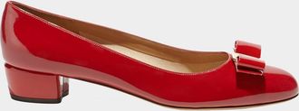 Ferragamo Vara Bow Patent Pumps