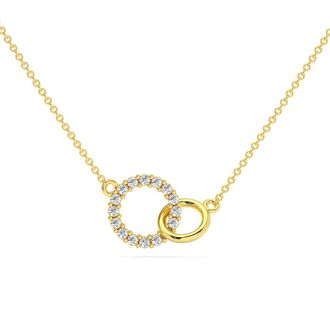 Pompeii3 1/3Ct Mini Duet Circle Diamond Necklace 14k Gold Pendant Lab Grown 18