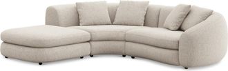 Castlery Fable Single Arm Sectional Sofa Left Facing Customized, Performance Classic Twill Light Grey, Ultra Deep Seats, Spill Resistant, Castlery