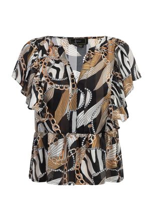 Faina Blouse Dames Zwart Veelkleurig