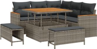 vidaXL Garden Sofa Set with Cushion 8 pcs Grey Poly rattan Vidaxl