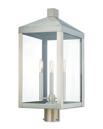 Livex Lighting Livex Nyack 3 Light BN Outdoor Post Top Lantern