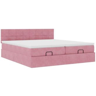 vidaXL Estructura De Cama Otomana Colchones Terciopelo Rosa 200x200cm Vidaxl