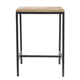 Maisons du monde Mesa de comedor alta de abeto macizo blanco y metal L75 cm