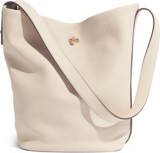 Tory Burch Slim Lock Leather Bucket Bag in Light Stone at Nordstrom