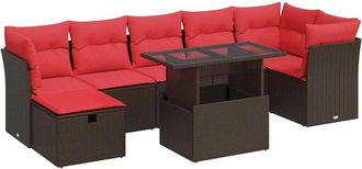 vidaXL Vidaxl - 8 Piece Garden Sofa Set with Cushions Brown Poly Rattan