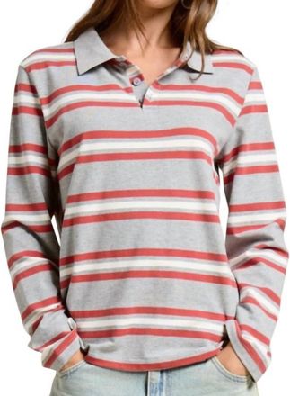 Mimosa Striped Polo Shirt In Grey/red
