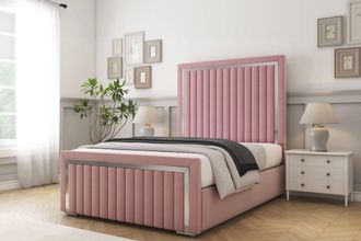Comfort Beds Boston Chrome Plush Bed Frame With Mattress-50 Upholstered in Pink | Size: Single