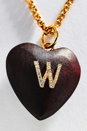 Timeless Pearly Wood Initial Pendant Necklace