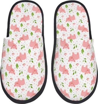 Generic Fleece Slippers Funny Little Pigs Reusable House Slippers Unisex Indoor Shoes For Holiday Guest Room Winter M
