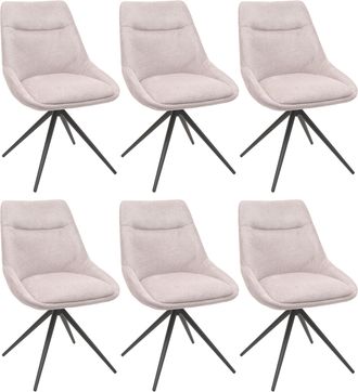 Hhg Nunca Usado] Lote De 6 Silla De Comedor Hhg 066, Silla De Cocina Sill&oacute;n Silla, Giratoria Autoposicionable Metal Tela/textil, Crema-beige