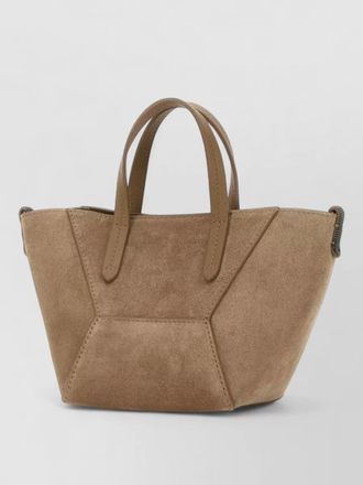 Brunello Cucinelli suede shoulder bag structured shape handles
