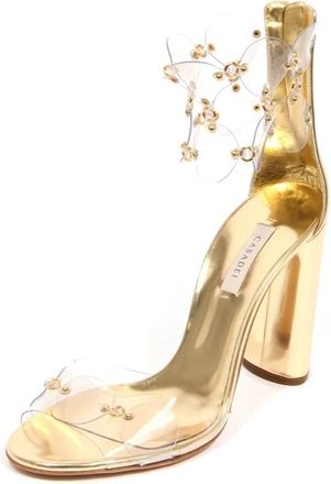 Casadei Vinil/Leren Sandaal - Dames - Sandalen met hakken - Geel - 39 1/2 EU - Leer - Schoenen