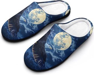 Generic Eagle1 And Moon Mens Slippers Memory Foam Winter Warm Sandals Slip On House Shoes Size 7-14