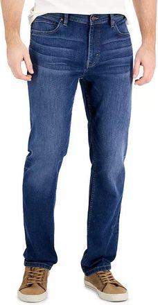 Alfani Jeans Mens Blue Denim Jon Fadded Wash Straight Leg FTS319